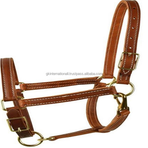 Designer Double cousu robuste havane marron anglais licou de cheval en cuir dans toutes les tailles personnalisées et commande en gros de matériel en laiton - Product Image 2
