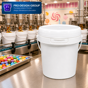 1L Food Safe Plastic <b>Bucket</b> <b>with</b> Handle and Flat <b>Lid</b> for Food Packaging, Leak-Proof Round Container - Product Image 5