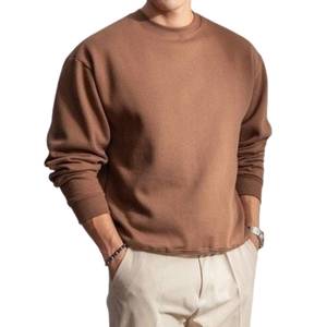 Mens Cotton Ribbed Sweatshirt Elastic Cuff Sweatshirt Sweatshirt Without Hood Casual Bulk OEM Manufacturer - Product Image 2