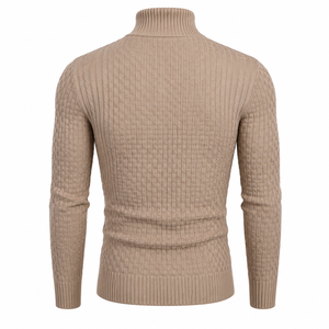Pull à col roulé tricoté pour homme, couleur unie, manches longues, épaisseur standard, automne - Product Image 2