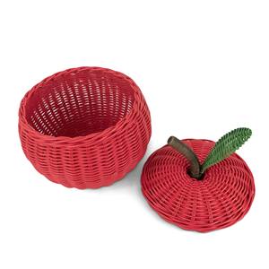 Cesta de almacenamiento de ratán con tapa extraíble, encantadora cesta con forma de manzana, decoración infantil - Product Image 4