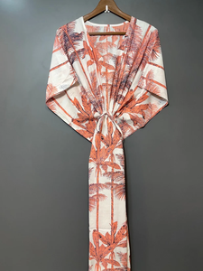 Vestido Kaftán Casual de Verano sin Mangas con Estampado Tropical Digital, de Algodón, para Mujer, Playa, Islas del Pacífico Asiático - Product Image 5