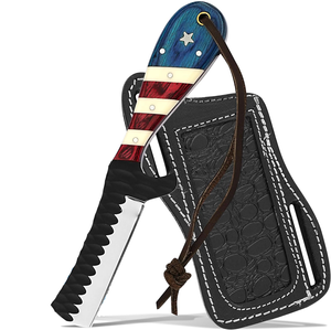 Couteau de chasse de cowboy fait main avec manche en drapeau américain, lame en acier inoxydable, manche multicolore forgé à la main, qualité industrielle - Product Image 1