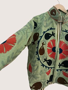 Abrigo de Algodón Bordado con Flores Estilo Chino, Manga Larga, Cuello Mandarín, Ropa Exterior Informal para Adultos, para Otoño - Product Image 3