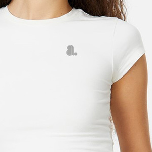 Women's <b>White</b> Cropped <b>T</b>-<b>Shirt</b> Crew Neck Short <b>Sleeve</b> Minimalist Logo Design Regular Fit Spring Summer 100% Organic Cotton Custom - Product Image 6