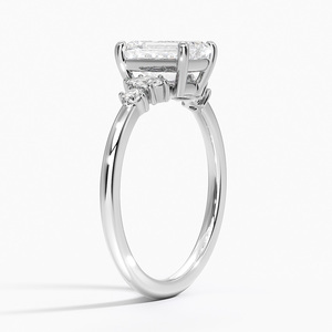 Bague BOJ 0153 en argent 925 avec sertissage à griffes miroir, diamant solitaire taille émeraude 2 carats, couleur D, VVS1, Moissanite GRA, prix bas, en promotion - Product Image 2