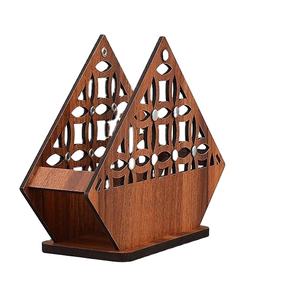 Porta servilletas decorativo de madera con forma de barco, elegante, tamaño 14 cm x 5 cm x 16 cm, soporte decorativo para servilletas de mesa. - Product Image 3