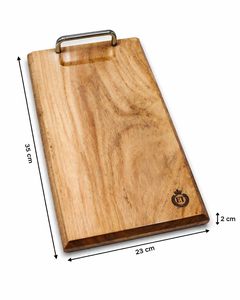 <b>Wooden</b> Rectangle Chopping Board With Stainless Steel Handle Kitchen Cutting Block Anti Slip Single <b>Piece</b> - Product Image 2