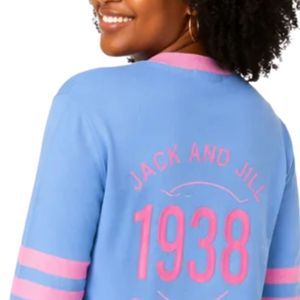 Women Blue Pink V Neck <b>Cardigan</b> Long Sleeve Button Down Knit Sweater Contrast Trim Striped Sleeves <b>with</b> <b>Pockets</b> Casual Fashion - Product Image 4