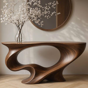 Mesa Consola de Madera Maciza Hecha a Mano, Estilo Minimalista Moderno, para Hotel, Villa, Entrada, Pasillo, Sala de Estar, Mesa de Madera Natural Sólida - Product Image 5