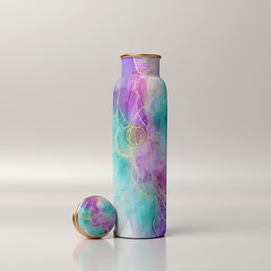 Bouteille d'eau en cuivre de luxe 750 ml sans BPA |   Bouteille en métal émaillé réutilisable, écologique, étanche, avec couvercle imprimé - Product Image 2