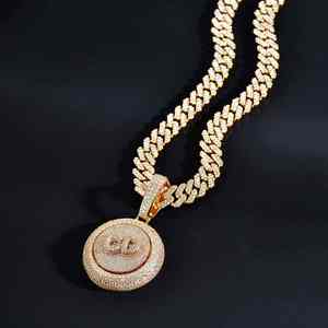 Iced Out custom Pendant 18K Gold Plated Alloy Rhinestone Themed Charm Men's Hiphop Style - Product Image 2