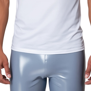 Shorts en cuir verni gris pour homme, taille mi-haute, en Spandex et Nylon, style séduction - Product Image 6