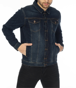 Veste en jean vintage unie pour homme, bleu délavé, coupe ajustée, décontractée, durable, style streetwear, OEM ODM, vente en gros - Product Image 1
