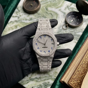 Reloj de Pulsera Modelo Slim Iced Out de Acero Inoxidable con Diamantes de Moissanita, Estilo Hip Hop Unisex, Diseño de Lujo, Regalo - Product Image 1