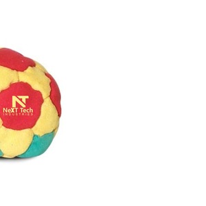 Next Tech Industries Football Toy Ball 2.5 Inches Classic Style Red Yellow Black Pattern Synthetic Suede Footbag - Product Image 3