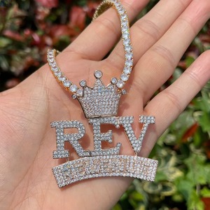 Crown Moissanite Letter <b>Pendant</b> 18K Gold Plated Iced Out Luxury Charms Hip Hop Jewelry Custom <b>Initial</b> Letter <b>Pendant</b> For Gifts - Product Image 2