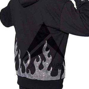 Rhinestone Hoodie Mens Winter Oversized Zip Up Plus Size Boxy Fit <b>Drop</b> Shoulder Luxury Process Impex - Product Image 5