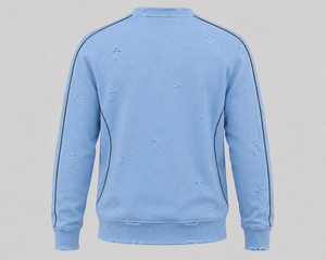 เสื้อสเวตเชิ้ตคอกลมสีฟ้าอ่อนสำหรับผู้ชาย Warpro ทรงปกติ ผ้าถักเนื้อฝ้าย สวมใส่สบายๆ สำหรับฤดูใบไม้ร่วง - Product Image 2