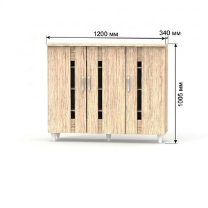 Modern 25_0087 3-<b>Door</b> 4-Tier <b>Shoe</b> Cabinet Vertical Slatted <b>Doors</b> Breathable Entryway Organizer Freestanding Storage - Product Image 2