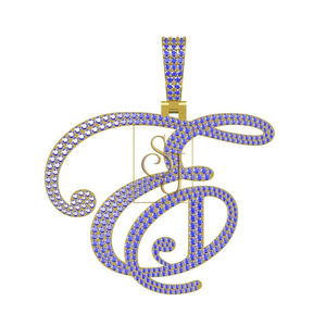 จี้ห้อยคอเด็กแบบฮิปฮอปชุบโรเดียมประดับเพชรโมอิสซาไนต์รูปตัวอักษร 'E' ทองคำแท้ 10K ดีไซน์พิเศษสำหรับงานปาร์ตี้ - Product Image 1