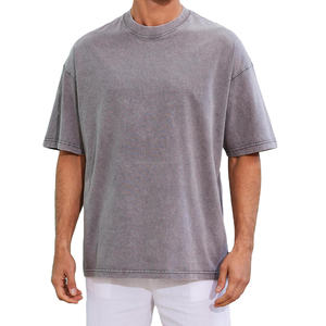 Camiseta de Algodón Puro de Buena Calidad, Estilo Vintage, Lavado Ácido, Hombros Caídos, Talla Grande, con Logotipo Personalizado Estampado - Product Image 5