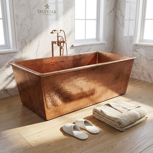 Baignoire autoportante Daystar Trade en cuivre, forme irrégulière, élégante, luxueuse, durable, en métal, sans couvercle, en stock pour adultes - Product Image 2