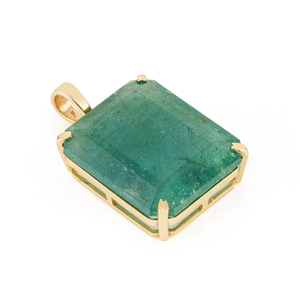 100% Precious Luxurious 15x18 mm Big Zambian <b>Emerald</b> Gemstone Statement <b>Pendant</b> Wedding Party Wear Jewelry 14K Yellow Gold - Product Image 3