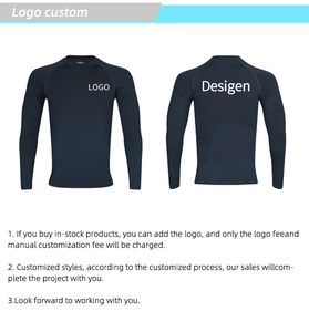 Men's Long Sleeve Compression Shirt Black Slim Fit Quick Dry Sporty O-Neck Base <b>Layer</b> Top Printed Logo Customizable - Product Image 4