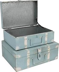 Metal <b>Storage</b> <b>Trunk</b> <b>Box</b> Rectangular Mustard Yellow With Lid Hinged Design Classic Style For Sundries 1 Layer - Product Image 4