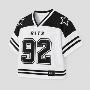 Camiseta de Fútbol Americano RITS con Cuello Mao, Tirantes Ajustables, Manga Corta, Malla Transpirable, Unisex para Adultos, 92 Tackle, Blanco Sólido - Product Image 6