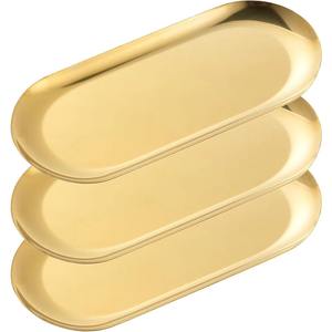 Elegantes Bandejas Decorativas de Acero Inoxidable Dorado Pulido para Dormitorio, Cómoda, Baño, Encimera, Sala de Estar, Uso para Bebidas - Product Image 3