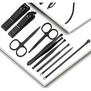 Professional 11-Piece Stainless Steel <b>Manicure</b> Pedicure Beauty Care <b>Kit</b> with Leather Case for Facial and Nail Grooming - Product Image 1
