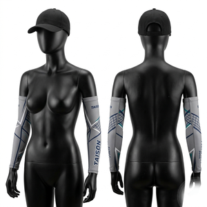 Manguito de Voleibol Premium de Poliéster y Spandex de 220 GSM, Diseño de Paneles Beige, Azul Marino y Naranja, Logotipo Personalizado por Sublimación - Product Image 4
