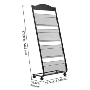 Espositore per Brochure e Riviste a 4 Ripiani Resistente, da Terra con Ruote per Facile Mobilità, per Esposizione di Materiale Pubblicitario - Product Image 5
