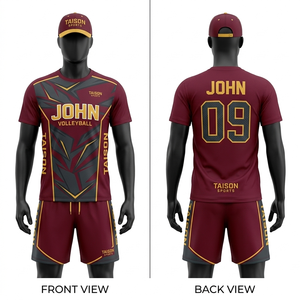 Uniforme de Voleibol Masculino, Tela de Poliéster de Secado Rápido GSM, Diseño de Paneles Rojos y Blancos, Sublimación, Logotipo Personalizado, Jersey y Pantalones Cortos - Product Image 3