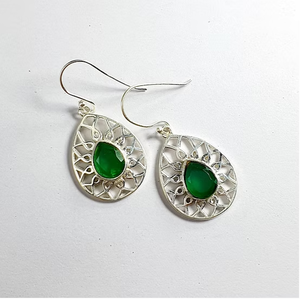 Elegant Design <b>Green</b> Onyx <b>Earrings</b> Minimalist Jewellery For Women's Daily & Any Occasion Wear - Product Image 2