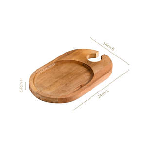 Wooden Maple Leaf Rustic Reusable Eco-Friendly Serving <b>Platter</b> Tableware with Divided Sections for Chips and Dip - Product Image 6