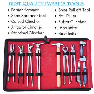 Kit d'outils de ferrage tout-en-un avec marteau de ferrage robuste, outil de dépose de sabots, extracteur de clous, pince à ferrures, écarteur de sabots - Product Image 2