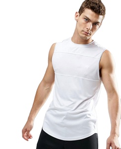 Camiseta sin mangas de algodón transpirable con cuello redondo y panel de contraste de palangre de alta calidad con diseño de moda de servicio OEM - Product Image 1