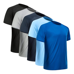 T-shirt en tricot à manches courtes pour homme, col rond, couleur unie, coupe classique, séchage rapide, polyester, décontracté, blanc, rouge, bleu, gris, noir, gym - Product Image 3