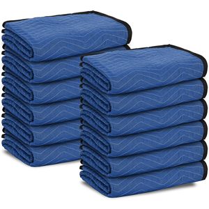 Couverture de déménagement rectangulaire pliée en microfibre 100% polyester matelassée noire unie, prête à être expédiée - Product Image 2