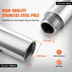 Professional Portable Removable 45mm Heavy Duty Stainless Steel <b>Dancing</b> <b>Pole</b> Kit for Spinning Static Training Equipment with Hei - Product Image 2