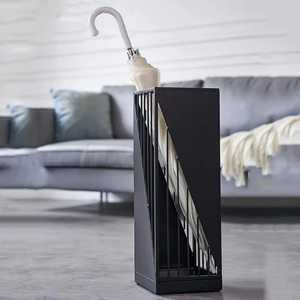 Porte-parapluies et porte-bâtons de marche rectangulaire moderne noir en fil métallique incliné pour entrée, organisateur de rangement, vente en gros - Product Image 1