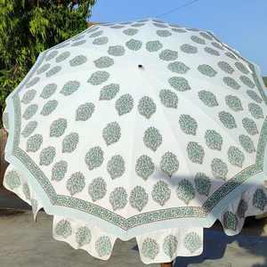 ร่มผ้าฝ้ายพิมพ์ลายด้วยมือ สำหรับชายหาด โรงแรม งานแต่งงาน ขายส่ง ผลิตด้วยมือจากอินเดีย สไตล์โบโฮ สำหรับกันแดดในลานบ้าน ปรับแต่งได้ - Product Image 3