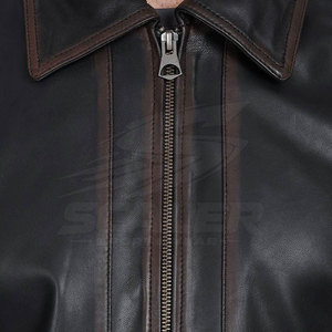 Veste d'hiver en cuir décontractée pour homme fabriquée au Pakistan avec fermeture éclair sur le devant, logo, coupe-vent et respirante pour une utilisation en extérieur - Product Image 6