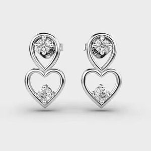 Women's <b>Hoop</b> <b>Earrings</b> in 10k Yellow Gold with Moissanite Simple Round Shape Diamond Trendy Jewelry IGI Certified <b>Silver</b> Plated - Product Image 4