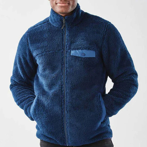 Custom <b>Men</b>’s <b>Sherpa</b> Fleece <b>Jacket</b> Full Zip Stand Collar Warm Winter Outdoor <b>Jacket</b> Wholesale - Product Image 1