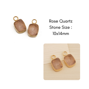 Raw Rose Quartz October <b>Birthstone</b> Brass Gold Plated Crystals Trendy <b>Pendant</b> Rough Healing Gemstone Charms - Product Image 5