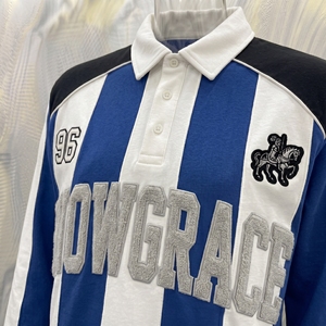 Maillot de football rayé Snowgrace à manches longues avec logo brodé, col rabattu, unisexe, adulte, coupe classique - Product Image 6